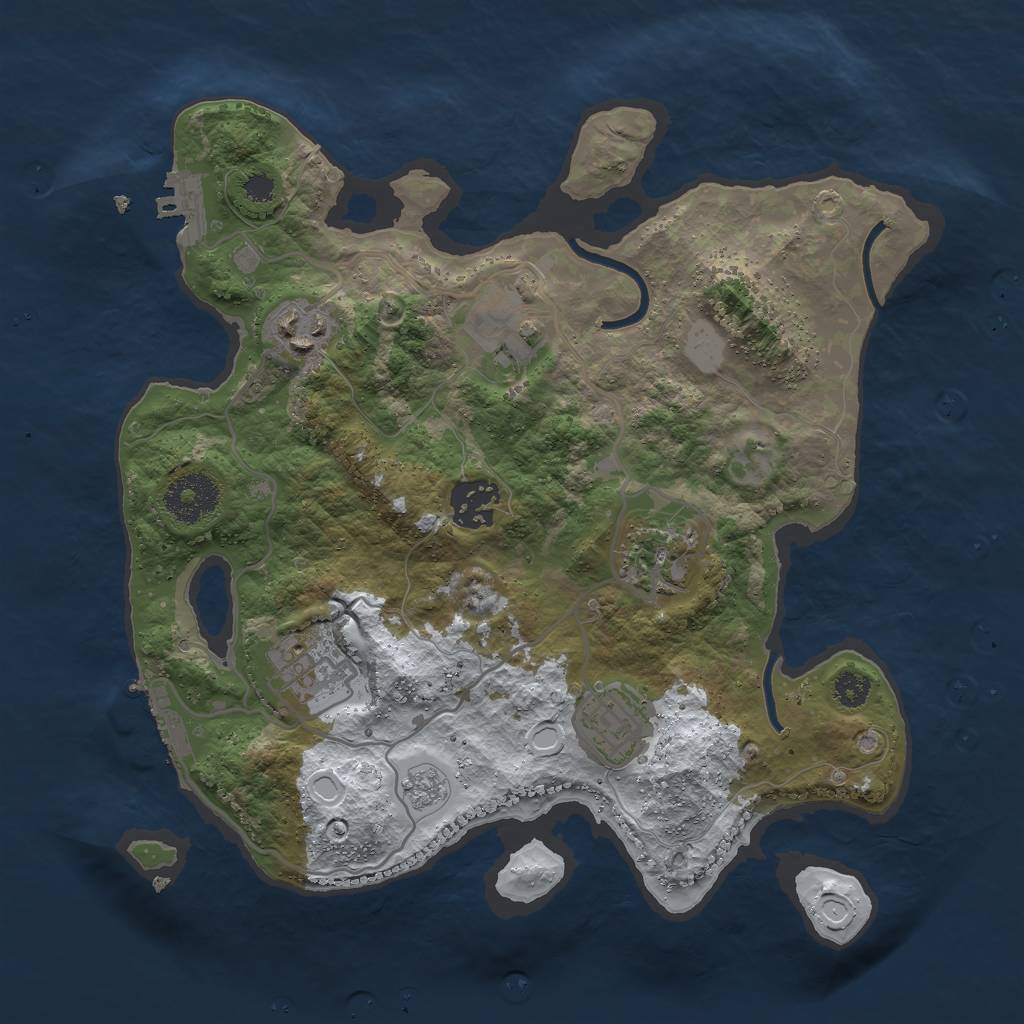 Rust Map: Procedural Map, Size: 3000, Seed: 4206947, 14 Monuments