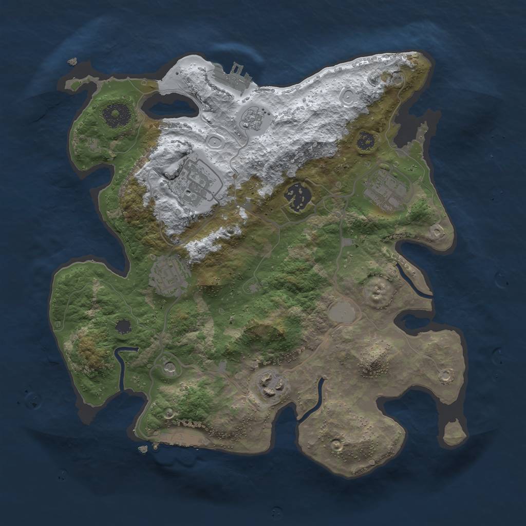 Rust Map: Procedural Map, Size: 3000, Seed: 268077, 14 Monuments