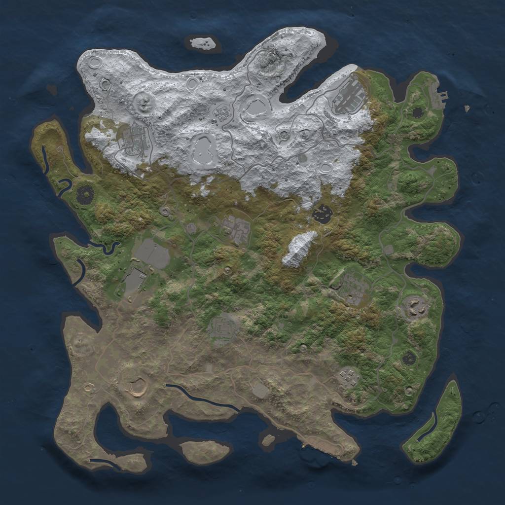 Rust Map: Procedural Map, Size: 4000, Seed: 44684615, 19 Monuments