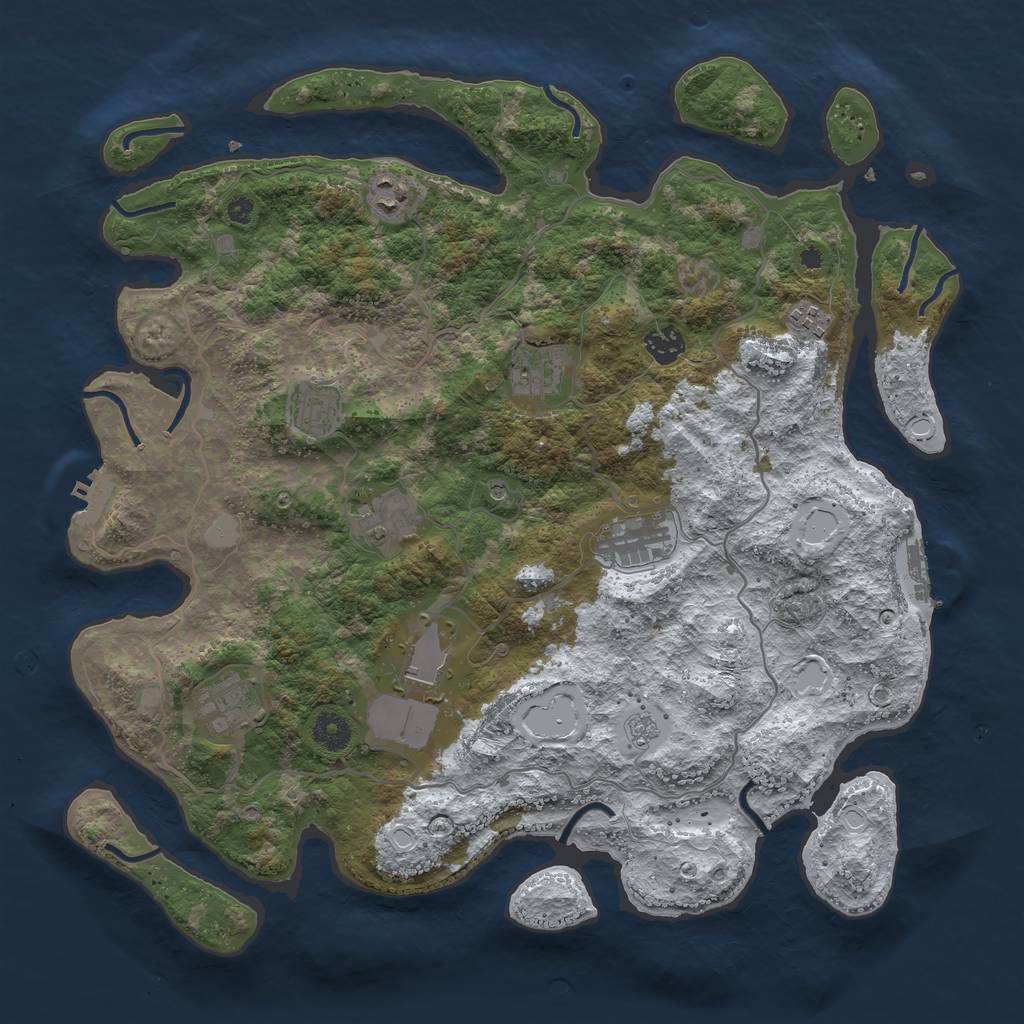 Rust Map: Procedural Map, Size: 4000, Seed: 2003892447, 18 Monuments