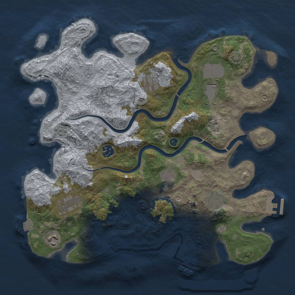 Rust Map: Procedural Map, Size: 3700, Seed: 325750981, 14 Monuments