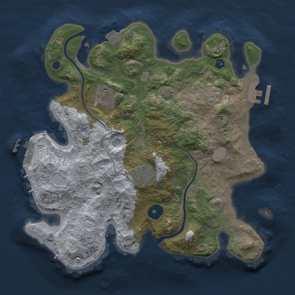 Rust Map: Procedural Map, Size: 3000, Seed: 68721, 9 Monuments