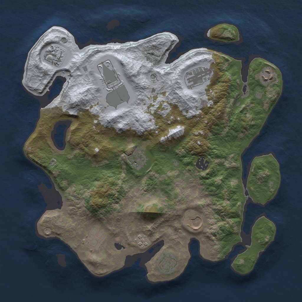 Rust Map: Barren, Size: 3500, Seed: 2439877, 13 Monuments