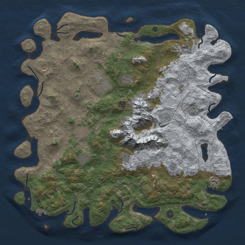 Rust Map: Procedural Map, Size: 5000, Seed: 50410, 20 Monuments