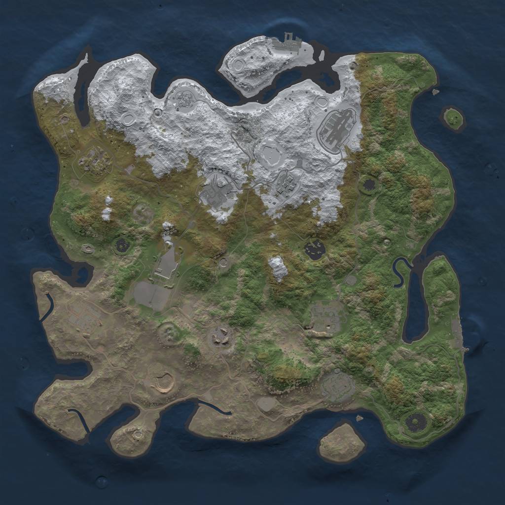 Rust Map: Procedural Map, Size: 3800, Seed: 1331229409, 20 Monuments