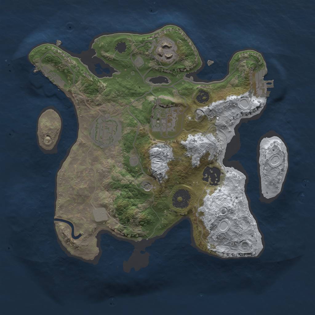 Rust Map: Procedural Map, Size: 2500, Seed: 20285956, 12 Monuments