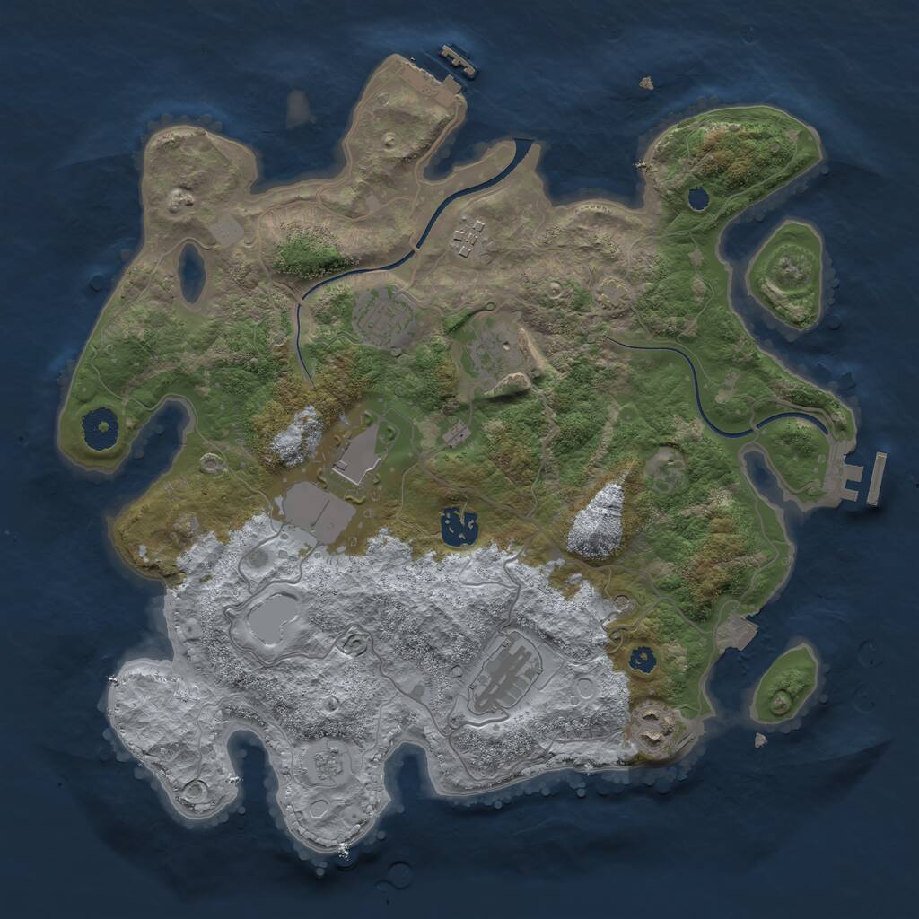 Rust Map: Procedural Map, Size: 3500, Seed: 1628681068, 13 Monuments