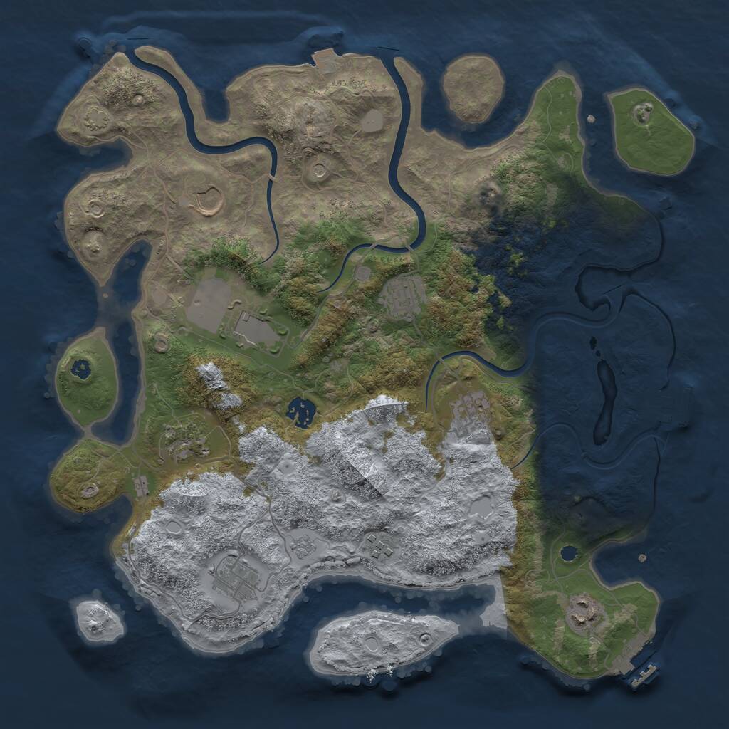 Rust Map: Procedural Map, Size: 3750, Seed: 869318185, 15 Monuments