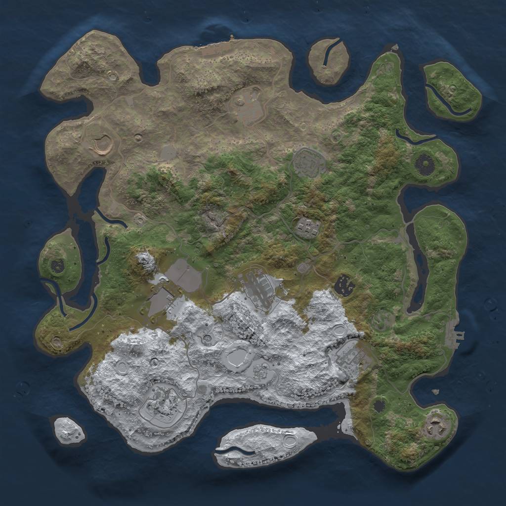 Rust Map: Procedural Map, Size: 3750, Seed: 869318185, 19 Monuments