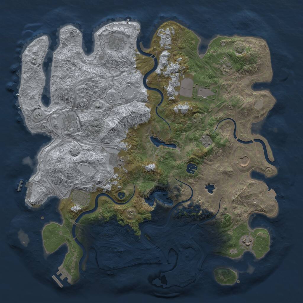 Rust Map: Procedural Map, Size: 4250, Seed: 1943872031, 16 Monuments