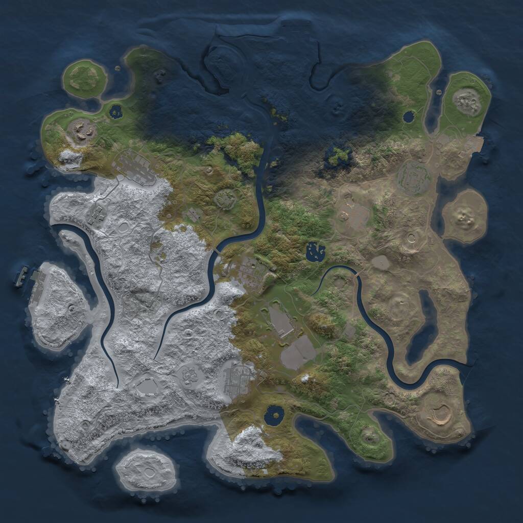 Rust Map: Procedural Map, Size: 3850, Seed: 654288190, 16 Monuments