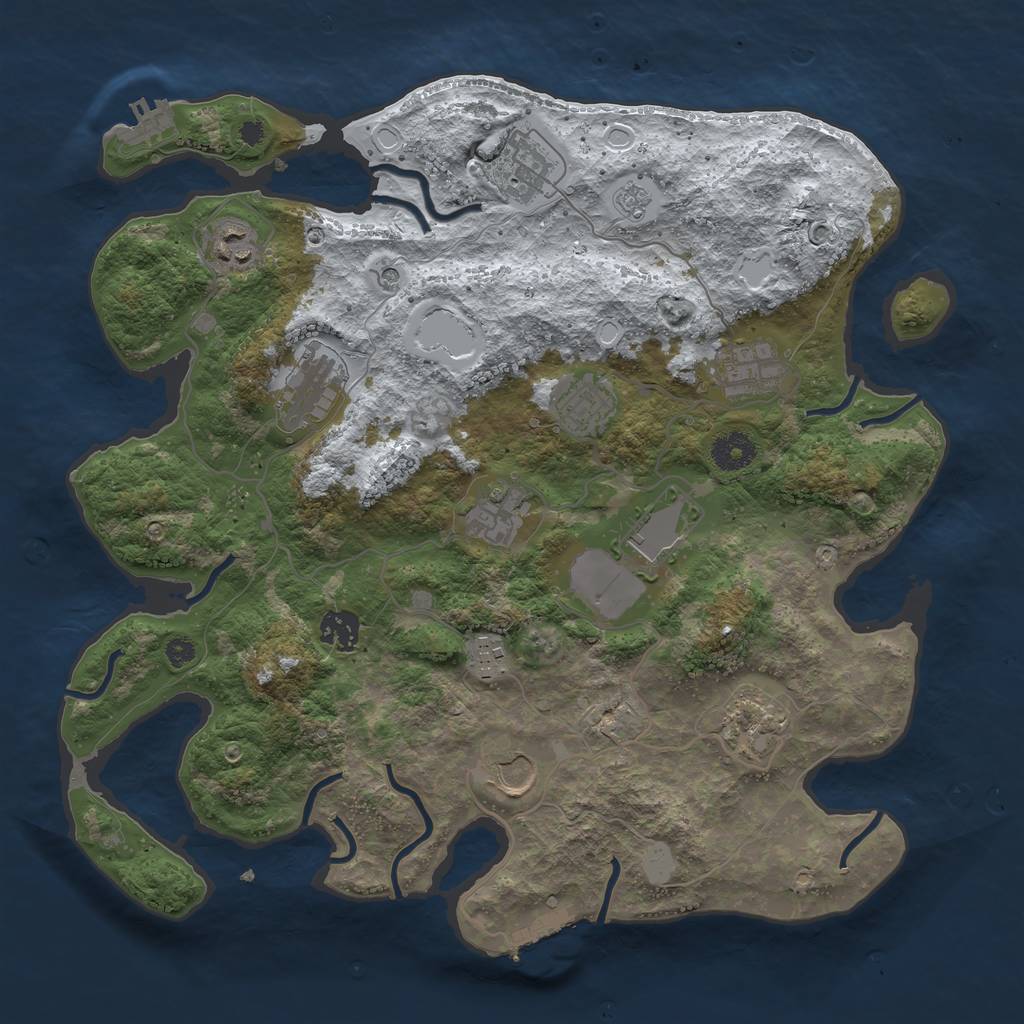 Rust Map: Procedural Map, Size: 3700, Seed: 21012244, 20 Monuments