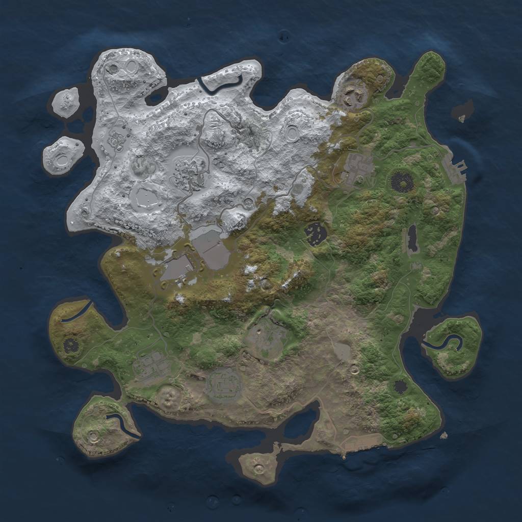Rust Map: Procedural Map, Size: 3500, Seed: 999735180, 17 Monuments