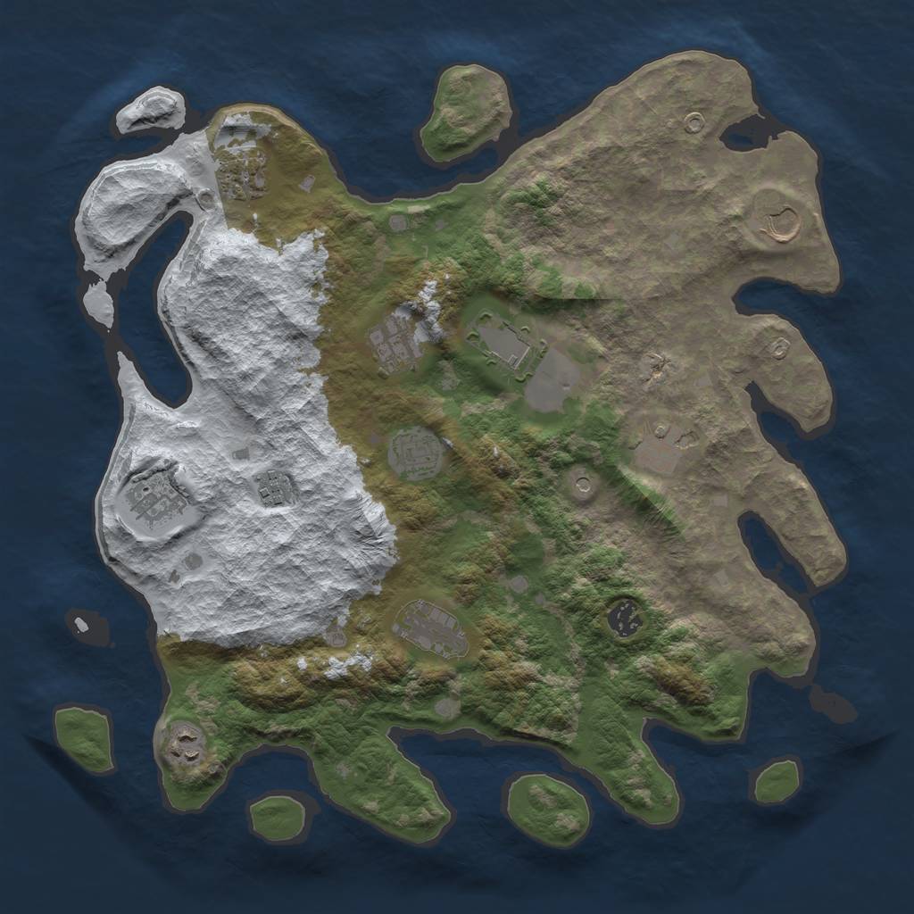Rust Map: Barren, Size: 4000, Seed: 813842091, 14 Monuments