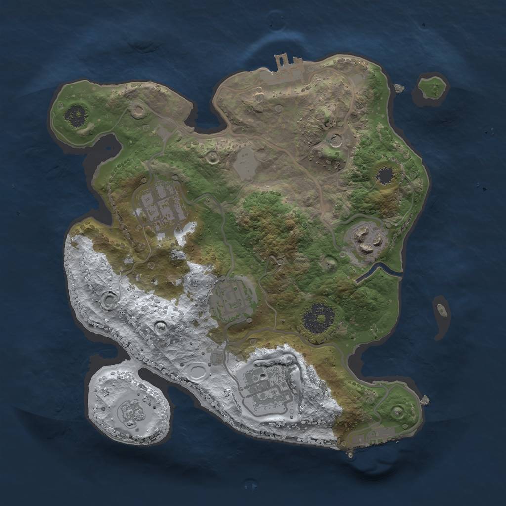Rust Map: Procedural Map, Size: 2500, Seed: 1687321550, 13 Monuments