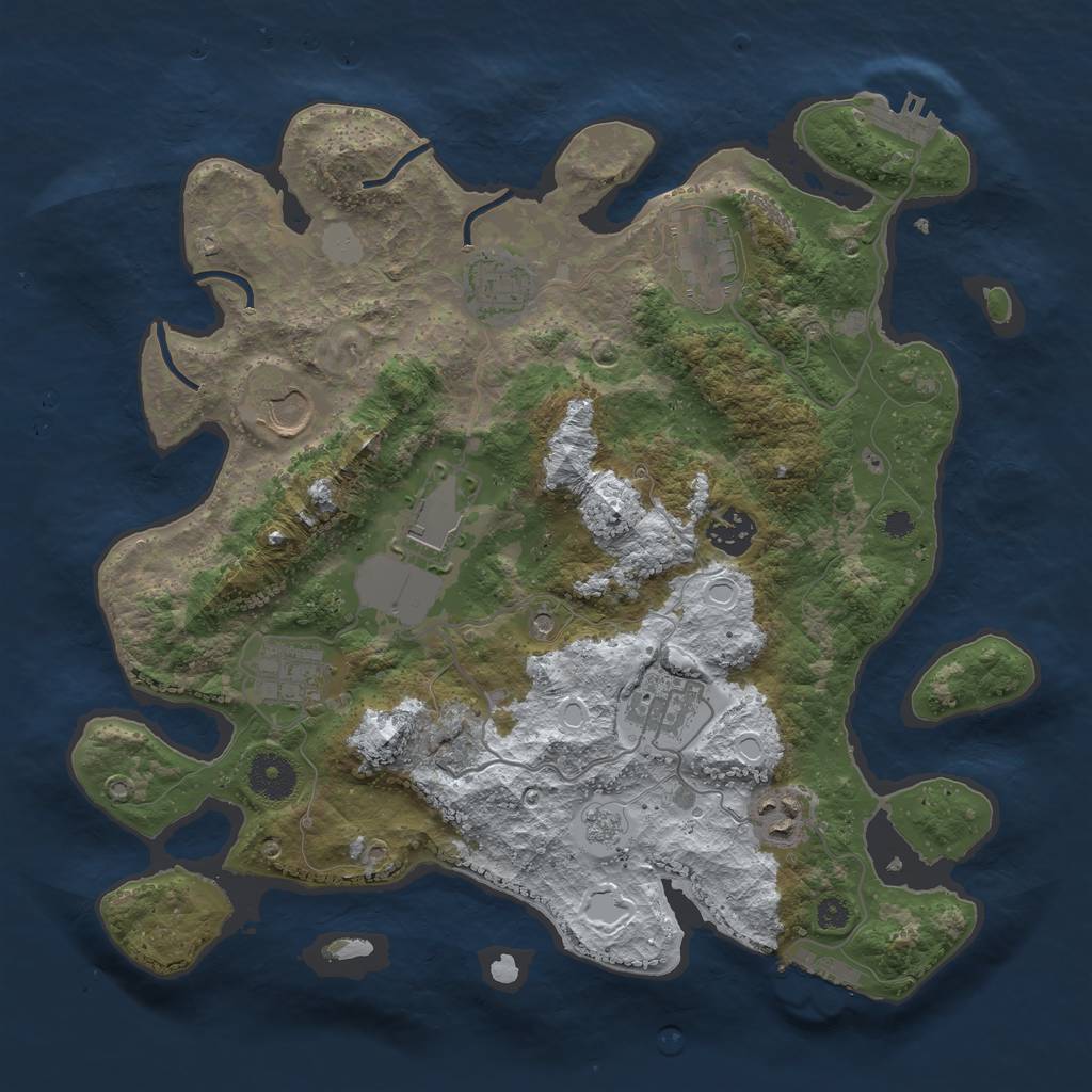 Rust Map: Procedural Map, Size: 3500, Seed: 38750246, 17 Monuments