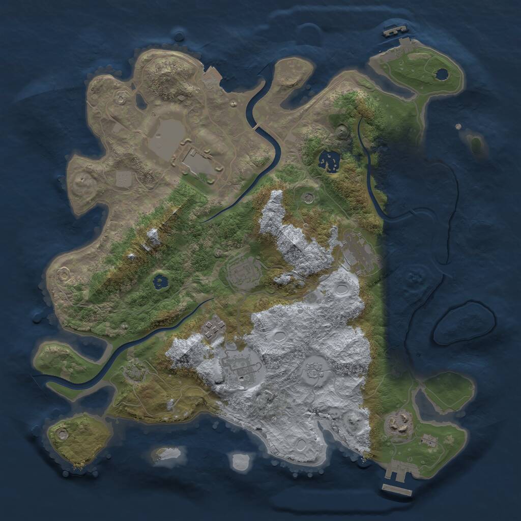 Rust Map: Procedural Map, Size: 3500, Seed: 38750246, 13 Monuments