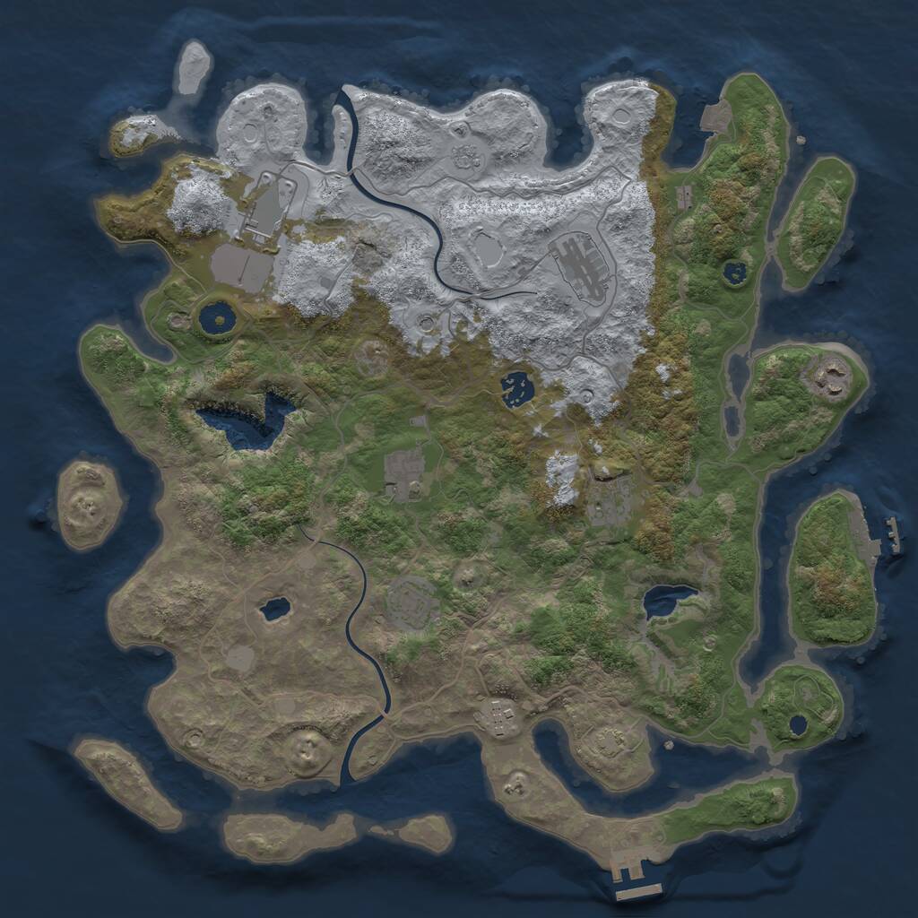 Rust Map: Procedural Map, Size: 4000, Seed: 1176888069, 14 Monuments