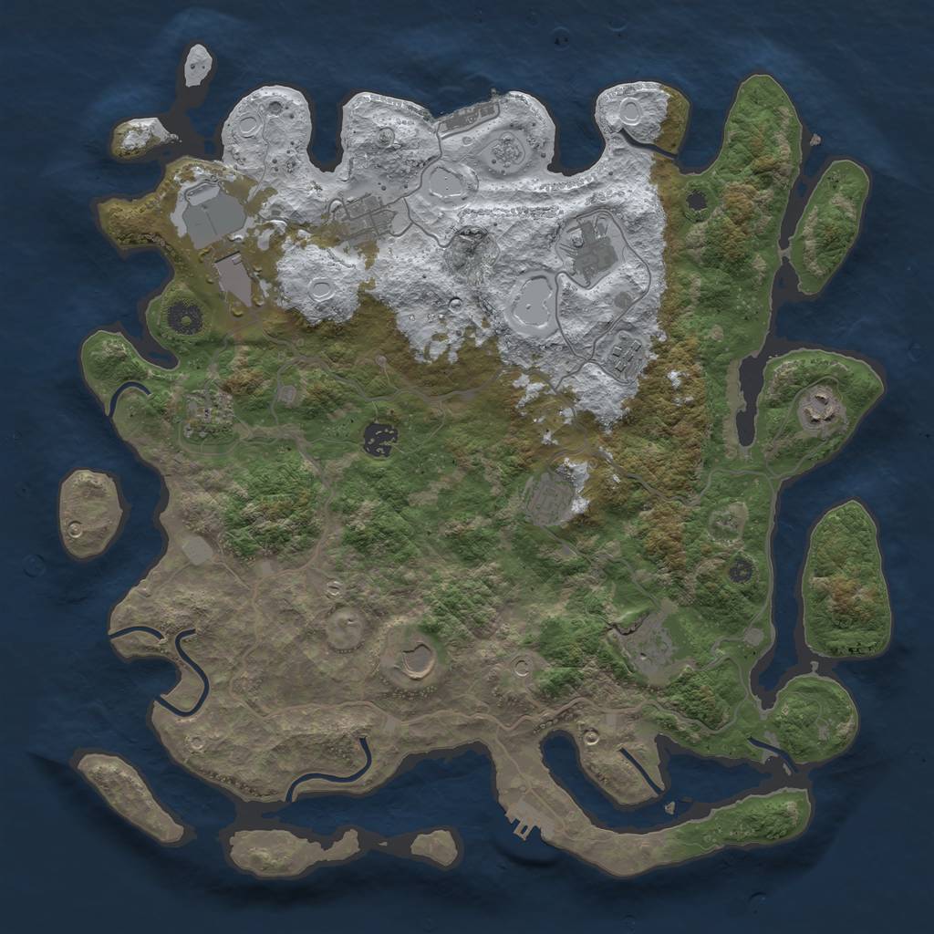 Rust Map: Procedural Map, Size: 4000, Seed: 1176888069, 19 Monuments