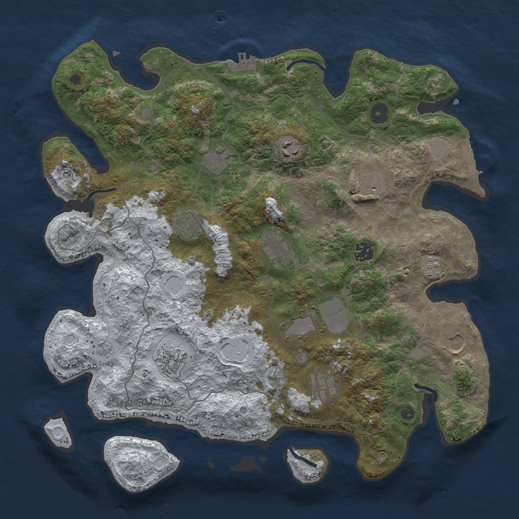 Rust Map: Procedural Map, Size: 4000, Seed: 219821, 20 Monuments