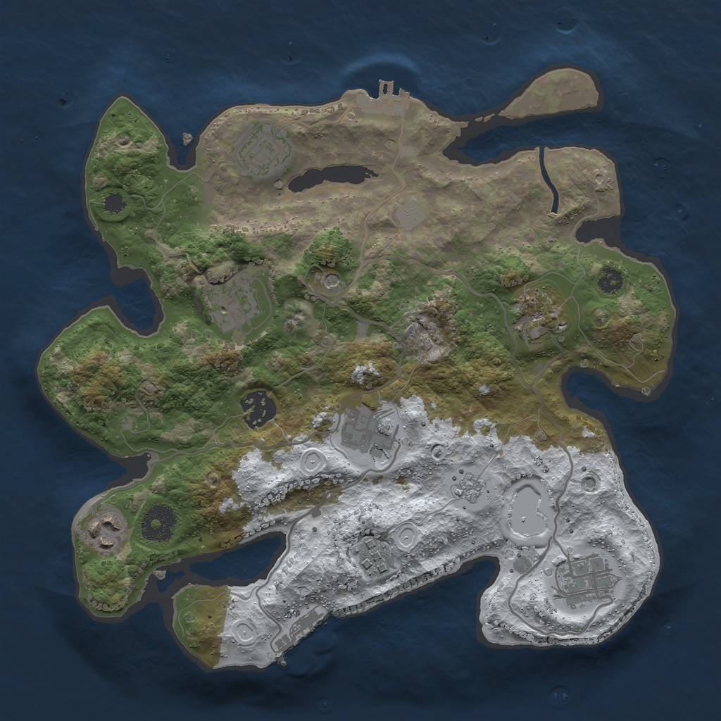 Rust Map: Procedural Map, Size: 3000, Seed: 2100009804, 17 Monuments