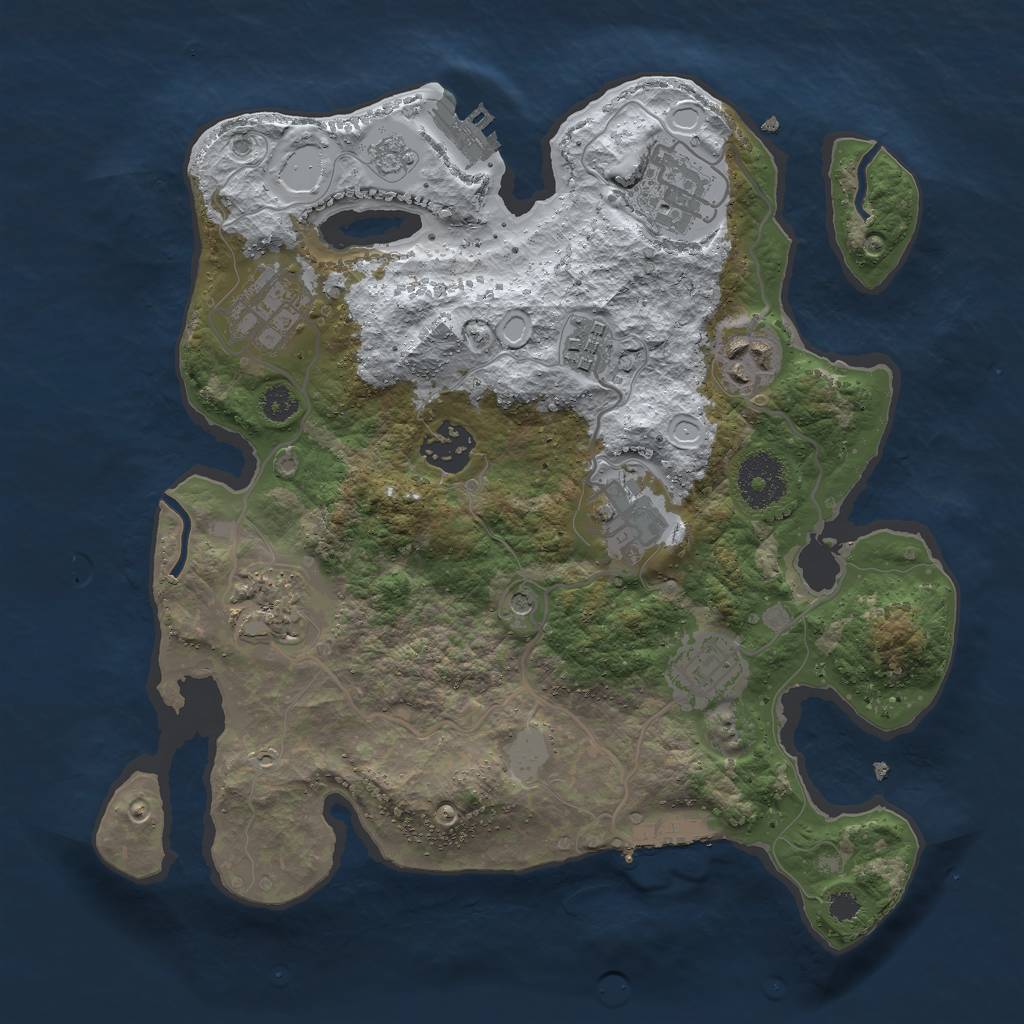 Rust Map: Procedural Map, Size: 3000, Seed: 1514181003, 17 Monuments
