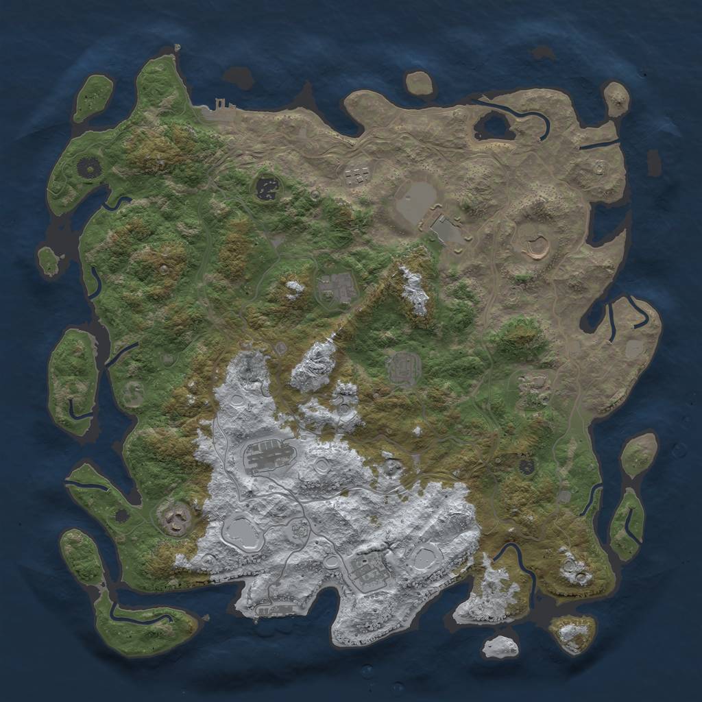Rust Map: Procedural Map, Size: 4500, Seed: 355065808, 19 Monuments
