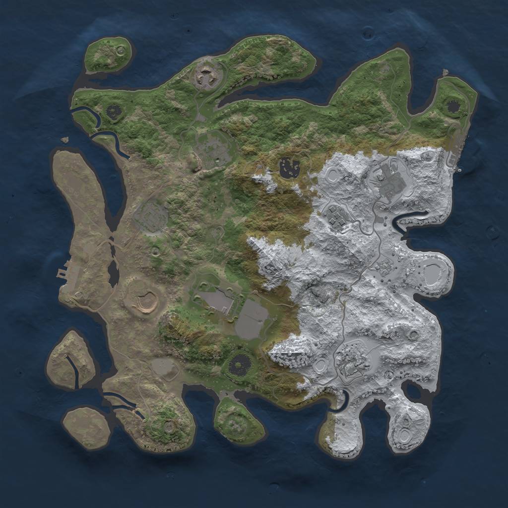 Rust Map: Procedural Map, Size: 3500, Seed: 914010089, 17 Monuments