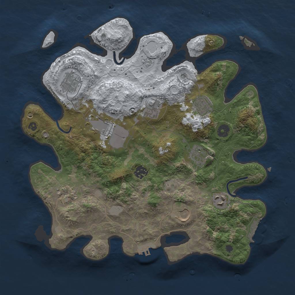 Rust Map: Procedural Map, Size: 3500, Seed: 563438759, 18 Monuments