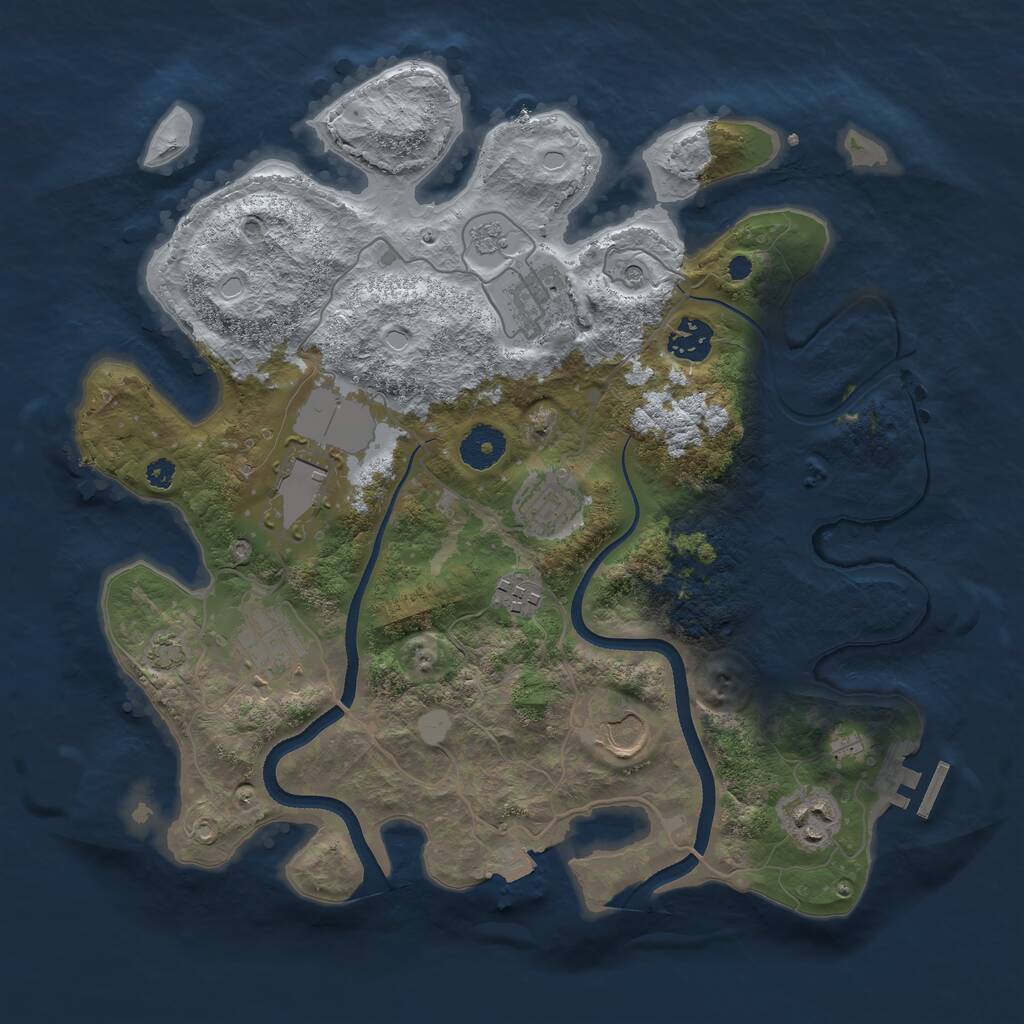 Rust Map: Procedural Map, Size: 3500, Seed: 563438759, 13 Monuments