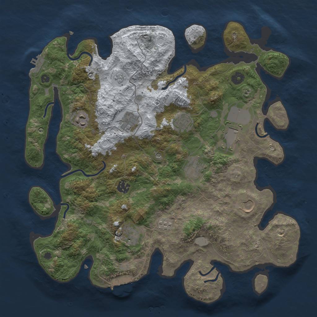 Rust Map: Procedural Map, Size: 3743, Seed: 13923, 18 Monuments