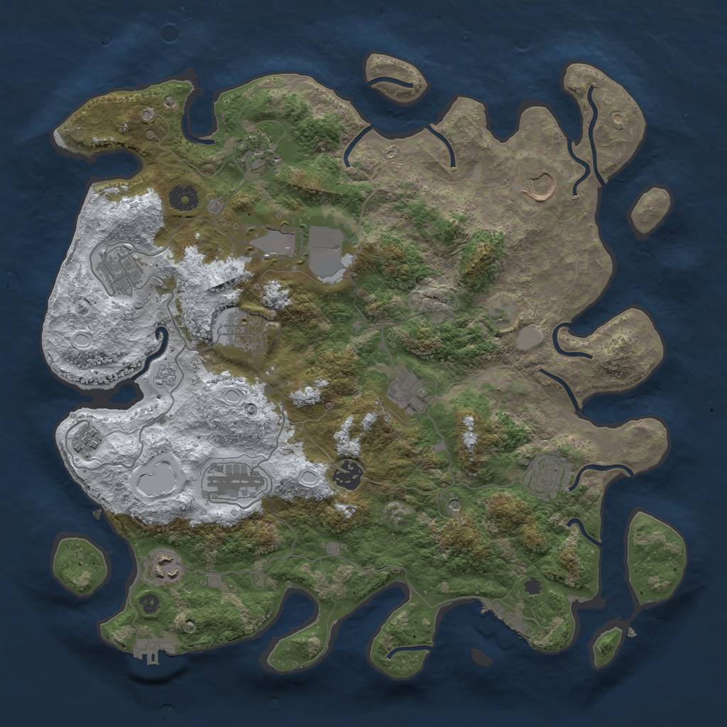 Rust Map: Procedural Map, Size: 3850, Seed: 1069499132, 20 Monuments