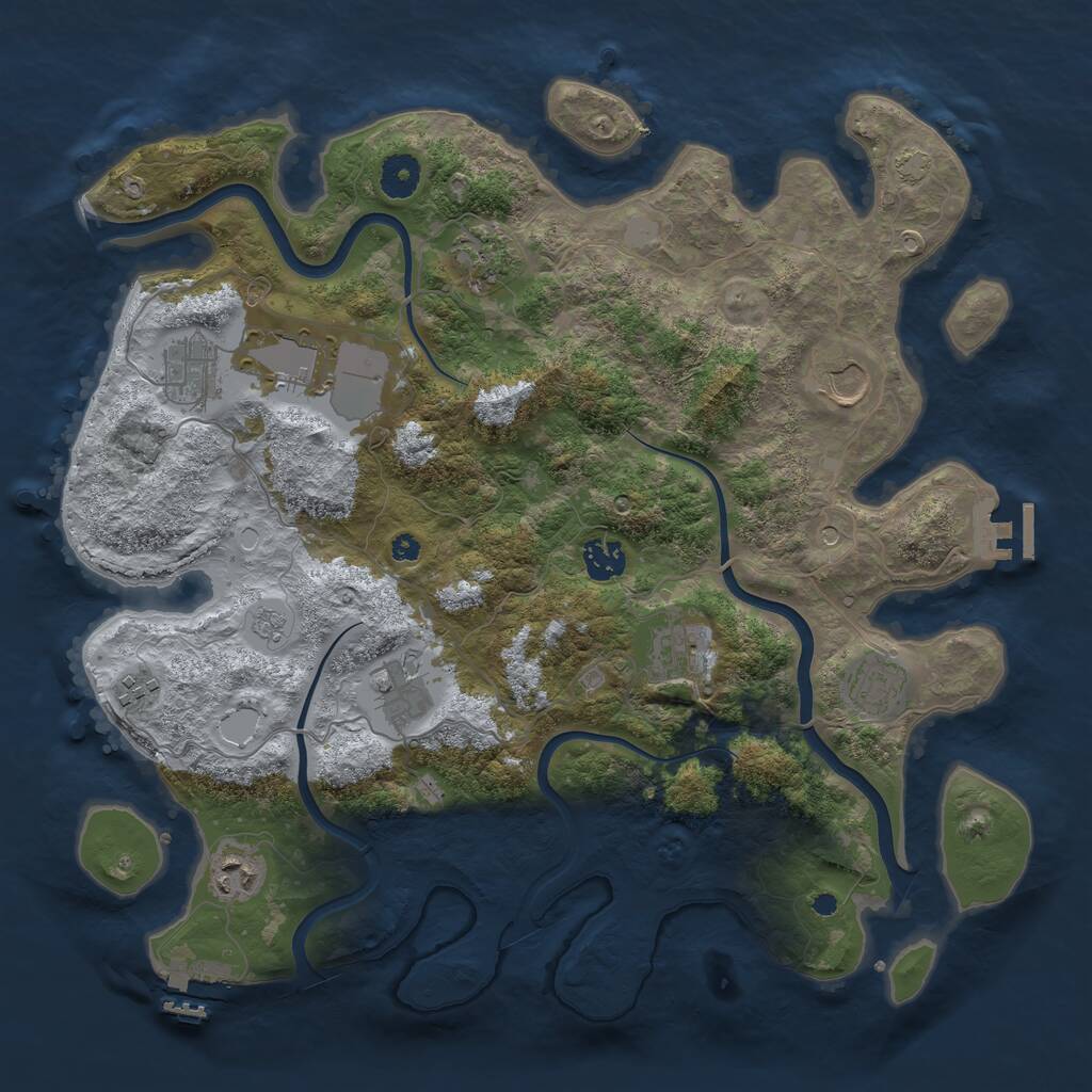 Rust Map: Procedural Map, Size: 3850, Seed: 1069499132, 16 Monuments