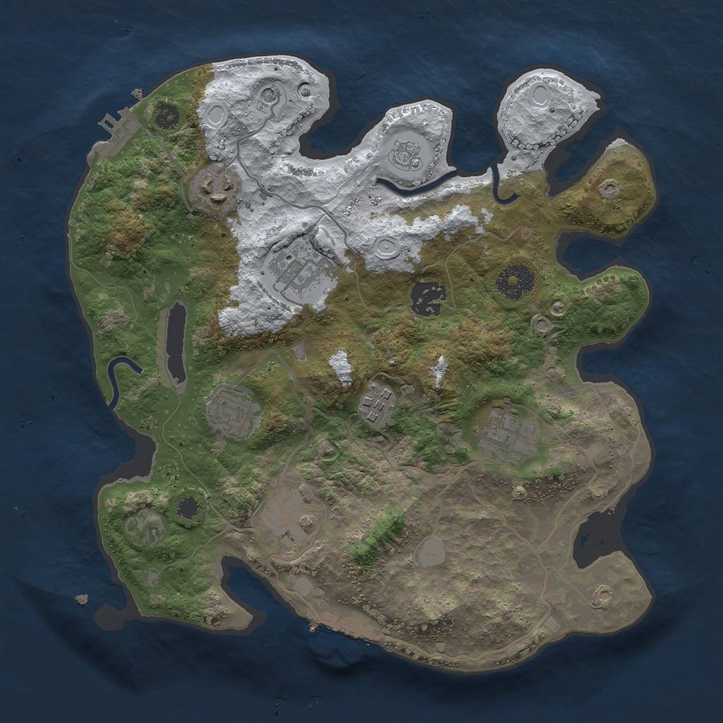 Rust Map: Procedural Map, Size: 3000, Seed: 1889015038, 16 Monuments