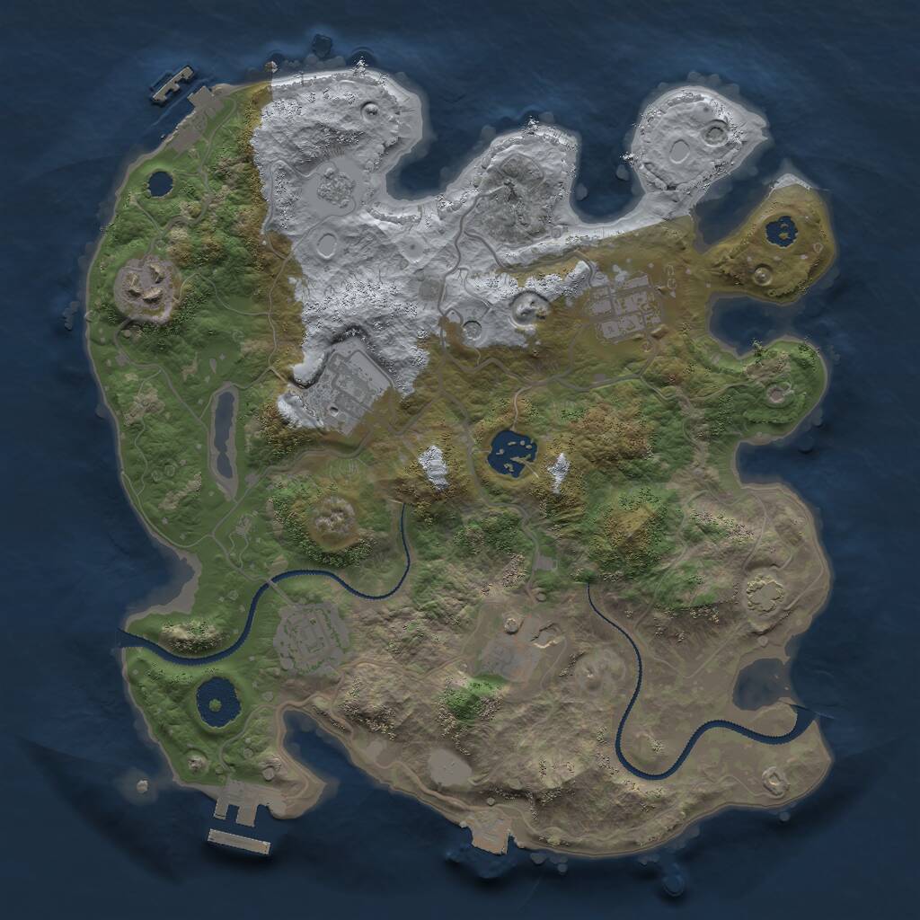 Rust Map: Procedural Map, Size: 3000, Seed: 1889015038, 12 Monuments