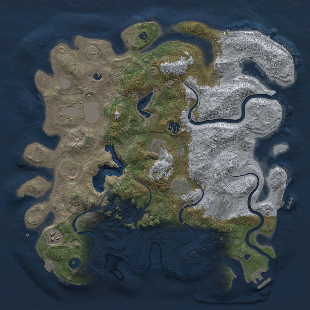 Rust Map: Procedural Map, Size: 4000, Seed: 1843990122, 14 Monuments
