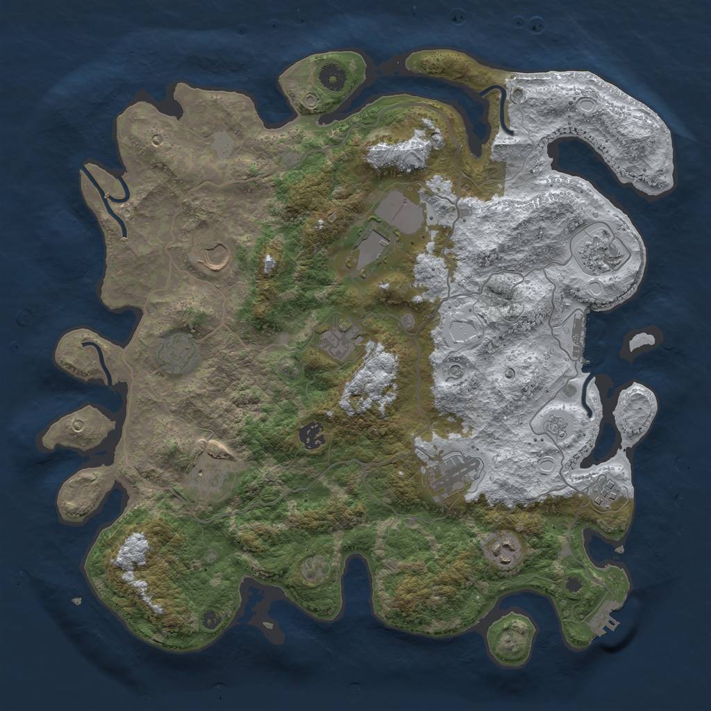 Rust Map: Procedural Map, Size: 4000, Seed: 1843990122, 19 Monuments