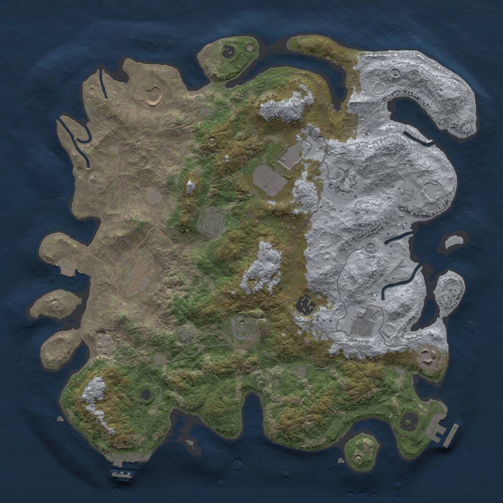 Rust Map: Procedural Map, Size: 4000, Seed: 1843990122, 16 Monuments