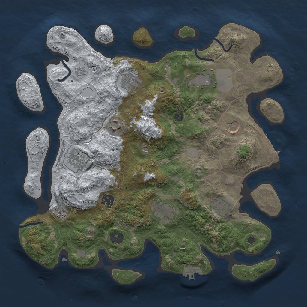 Rust Map: Procedural Map, Size: 3500, Seed: 20868, 18 Monuments