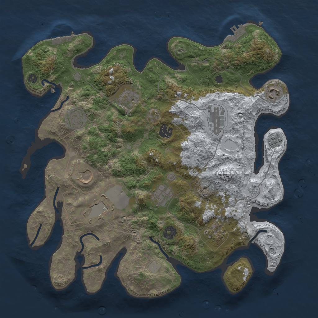 Rust Map: Procedural Map, Size: 3500, Seed: 131306315, 18 Monuments