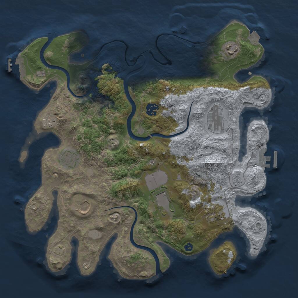 Rust Map: Procedural Map, Size: 3500, Seed: 131306315, 14 Monuments