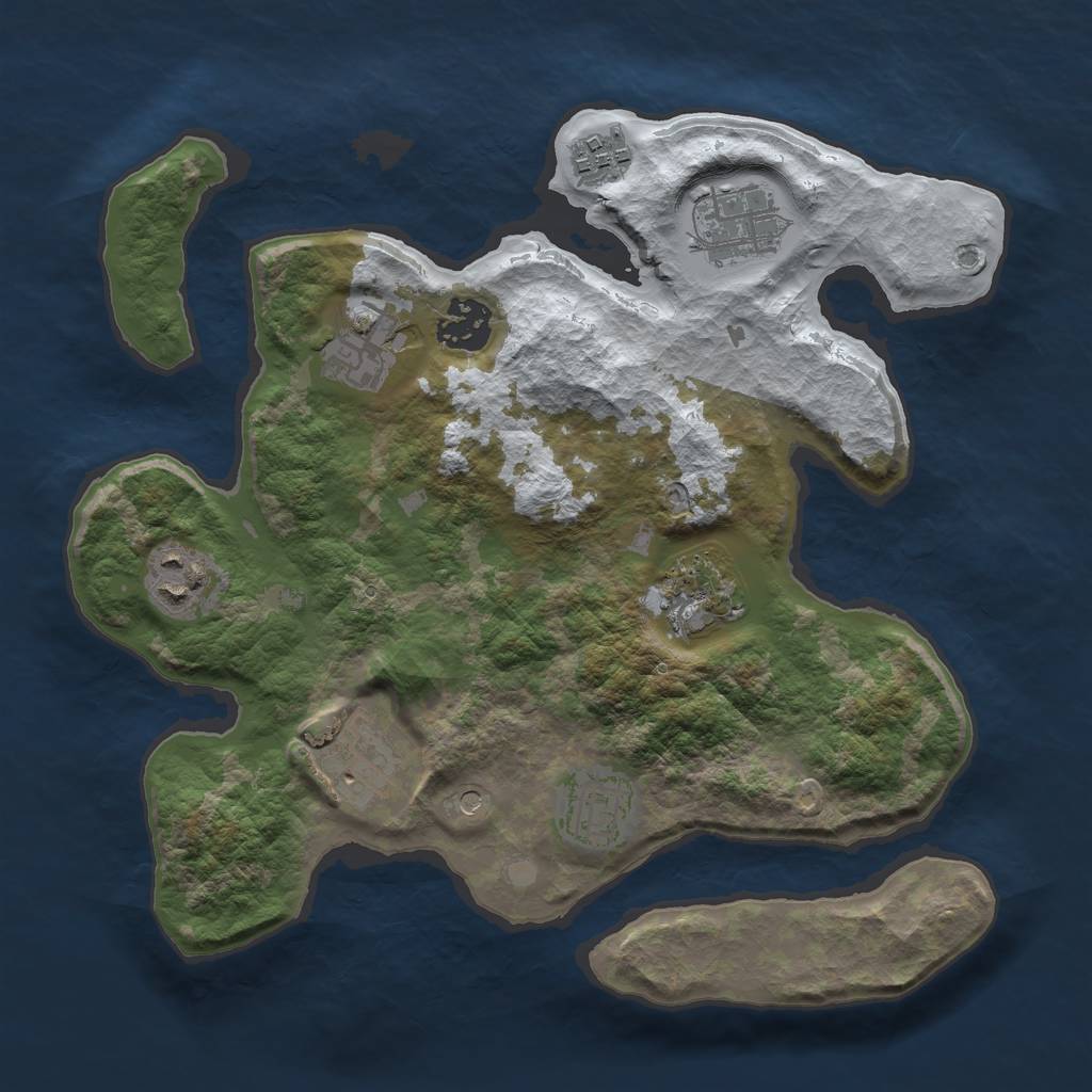Rust Map: Barren, Size: 3000, Seed: 634524, 11 Monuments