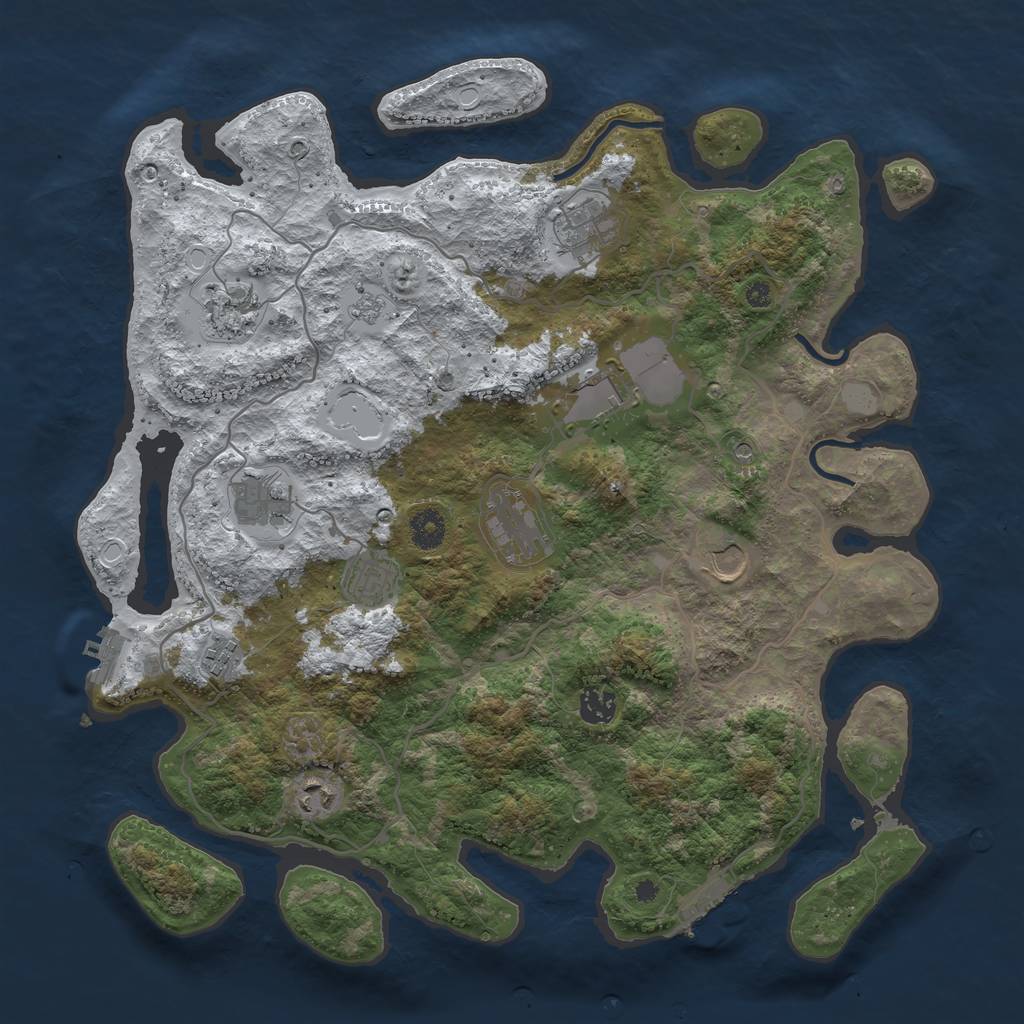 Rust Map: Procedural Map, Size: 4000, Seed: 153703, 19 Monuments