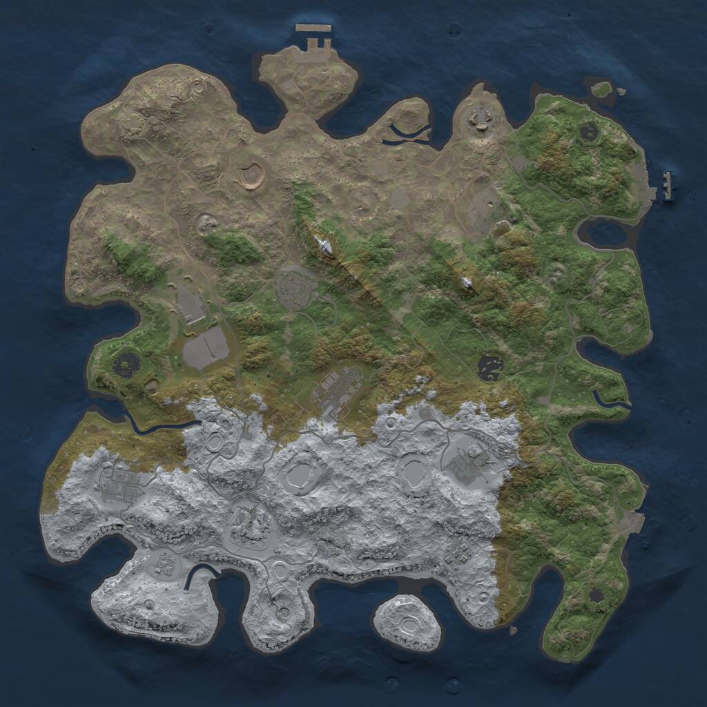 Rust Map: Procedural Map, Size: 4000, Seed: 668866, 17 Monuments