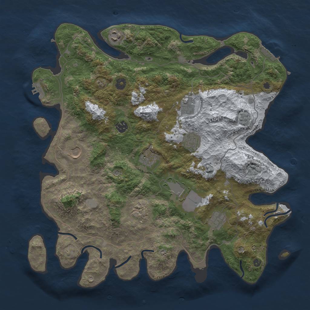 Rust Map: Procedural Map, Size: 4000, Seed: 751894, 18 Monuments