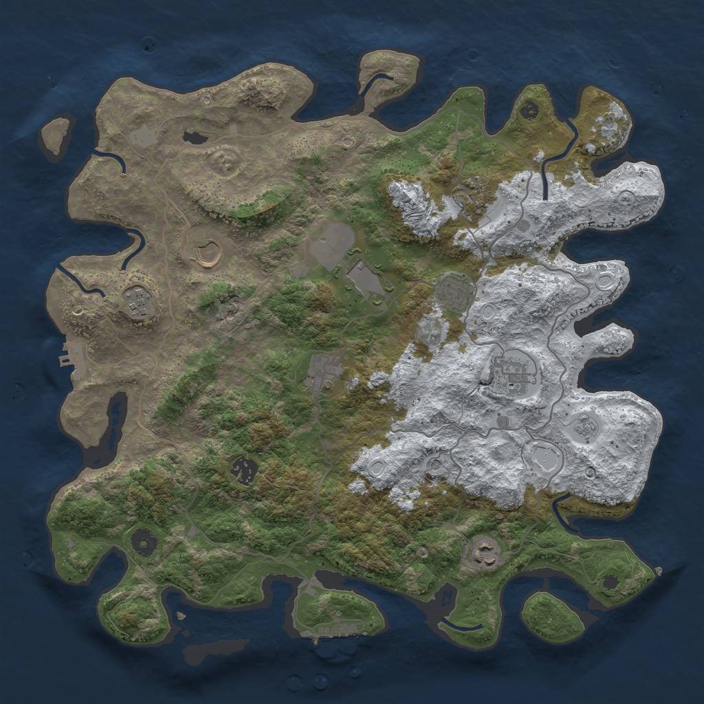 Rust Map: Procedural Map, Size: 4000, Seed: 554803, 18 Monuments