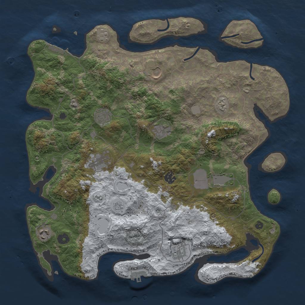 Rust Map: Procedural Map, Size: 4000, Seed: 577165, 18 Monuments