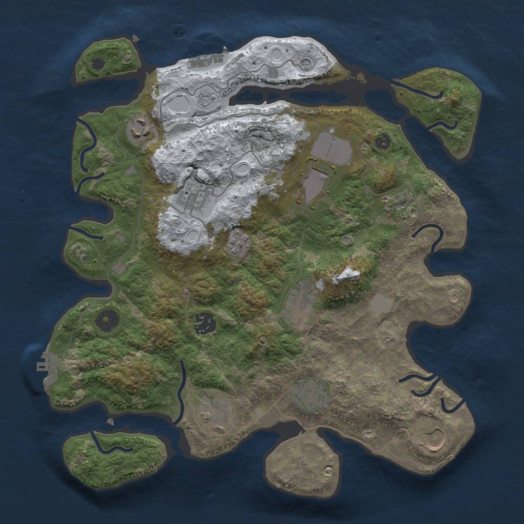 Rust Map: Procedural Map, Size: 3500, Seed: 234223476, 19 Monuments