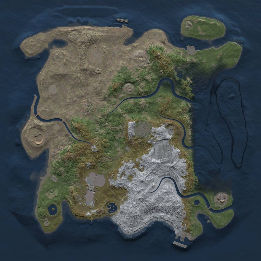 Rust Map: Procedural Map, Size: 3800, Seed: 982275107, 14 Monuments