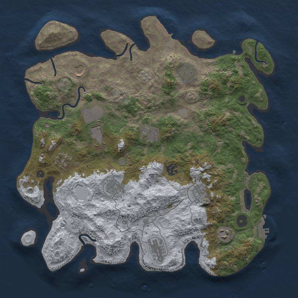 Rust Map: Procedural Map, Size: 3850, Seed: 1400122554, 20 Monuments